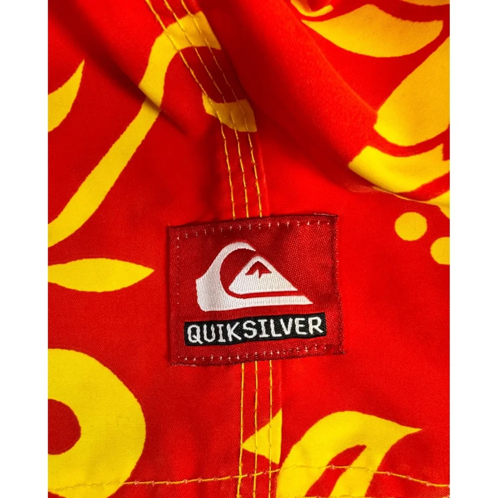Vintage Quiksilver‎ Board Shorts Mens 33 Red Yellow Hibiscus Floral Y2K USA